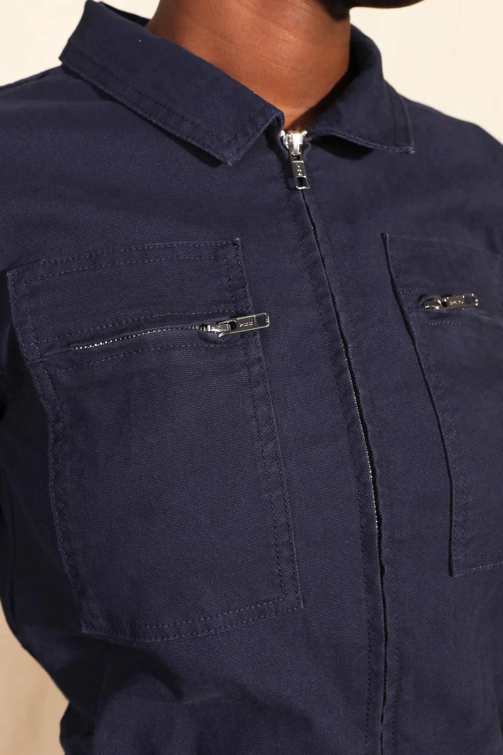 Danny Stretch Canvas Boilersuit Navy