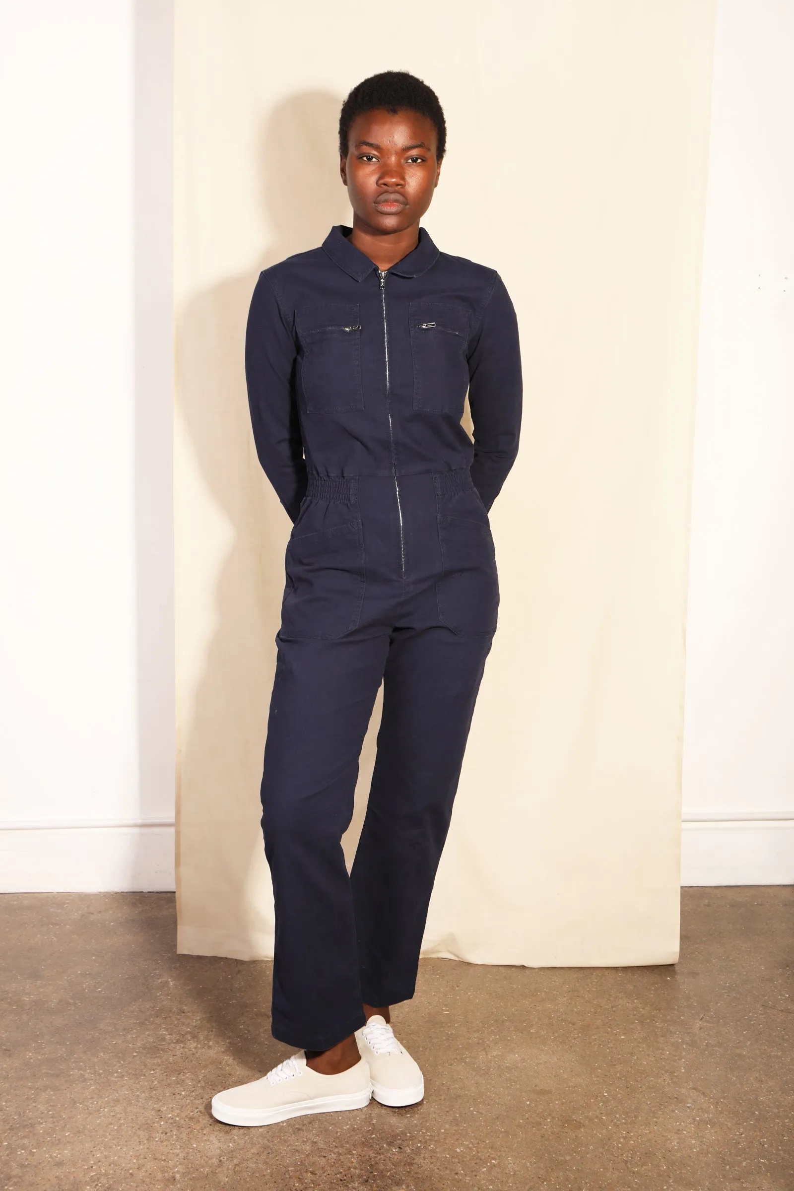 Danny Stretch Canvas Boilersuit Navy