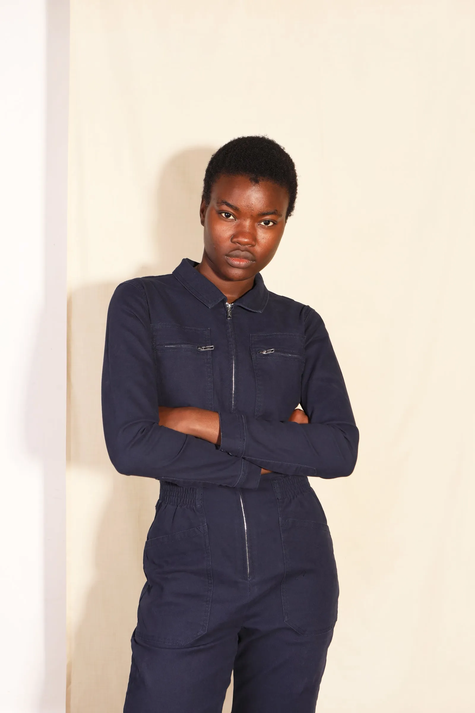 Danny Stretch Canvas Boilersuit Navy