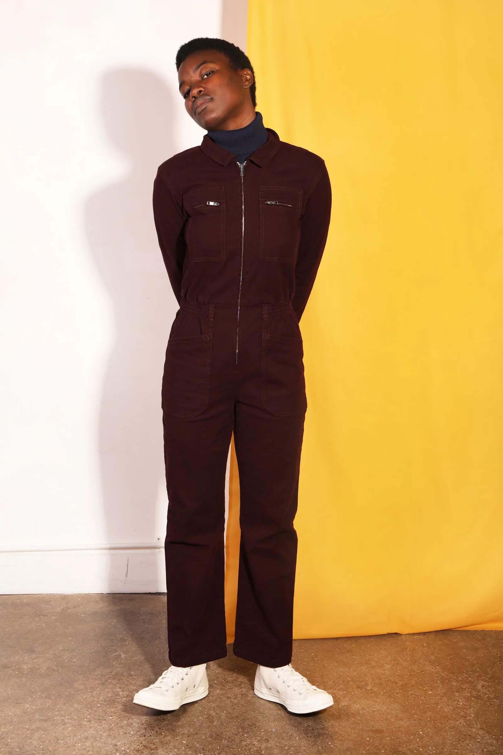 Danny Stretch Canvas Boilersuit Plum