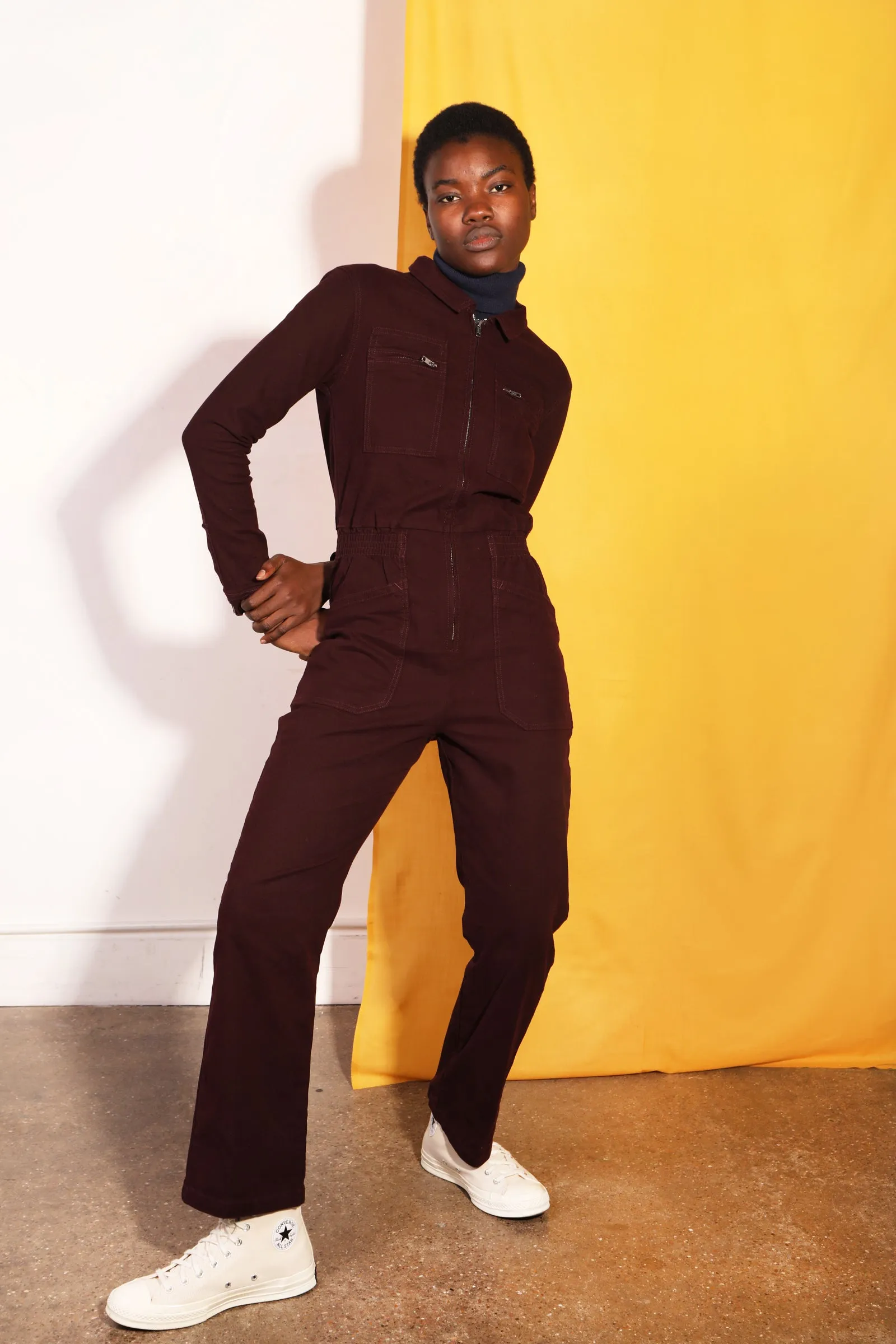 Danny Stretch Canvas Boilersuit Plum