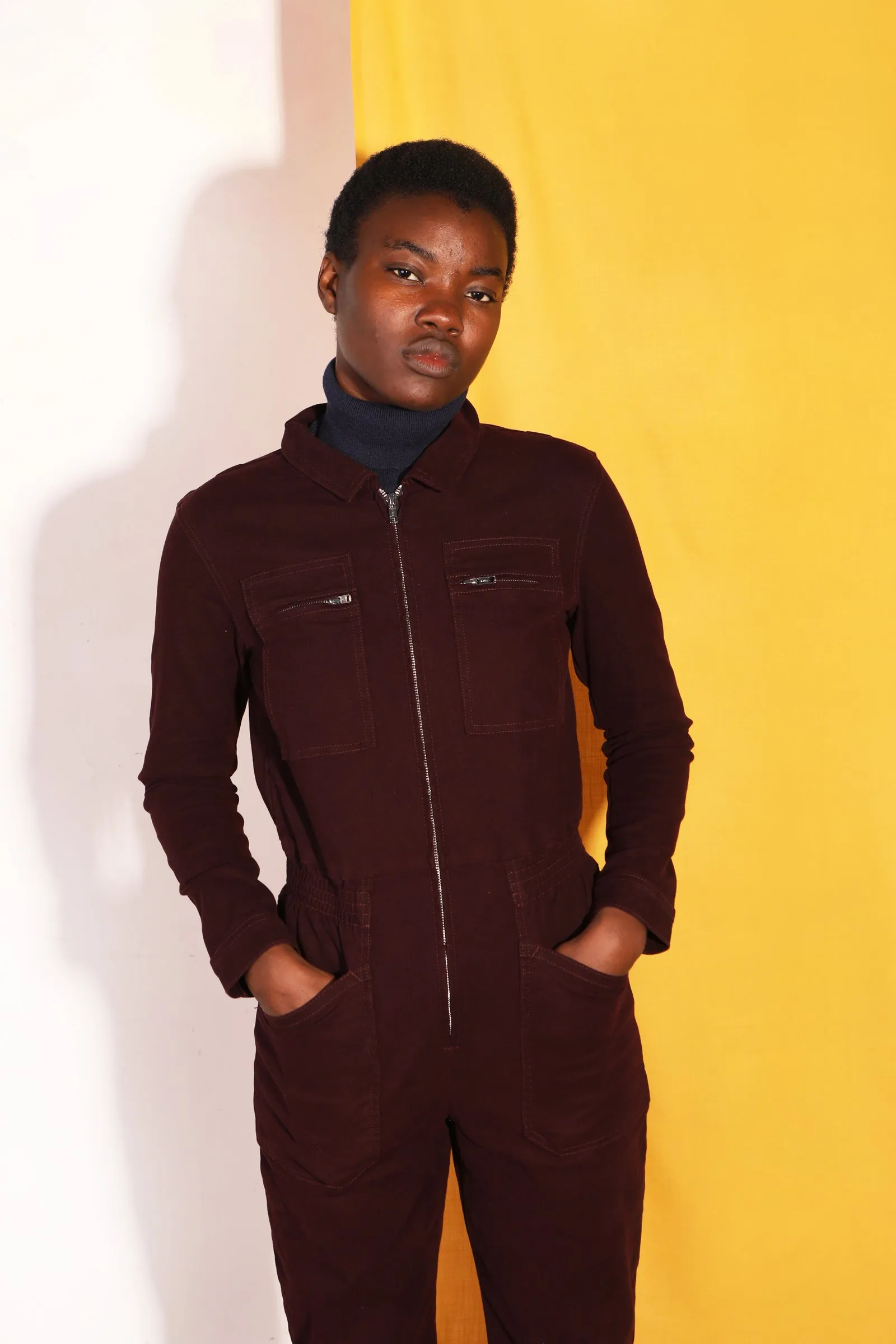 Danny Stretch Canvas Boilersuit Plum