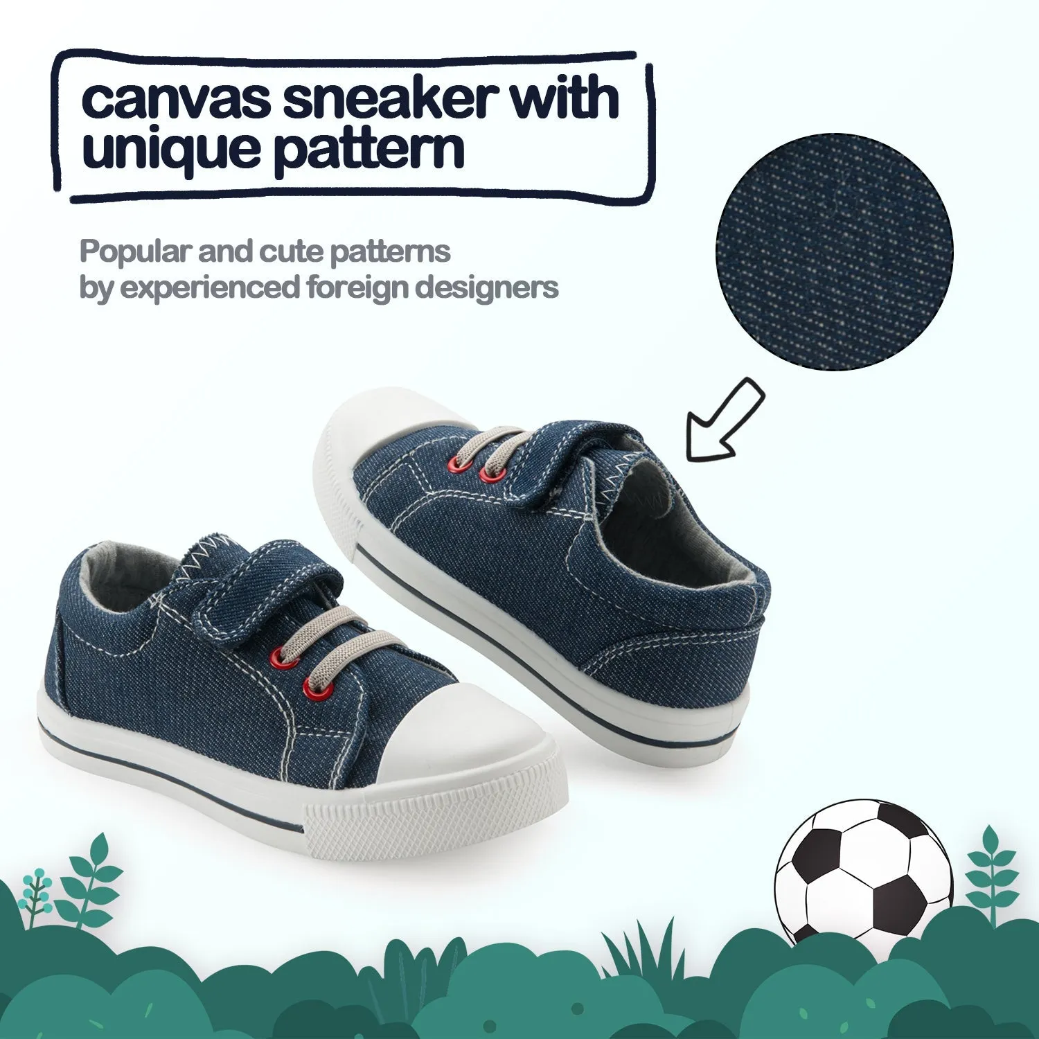 Denim Single Hook-and-Loop Canvas Sneakers