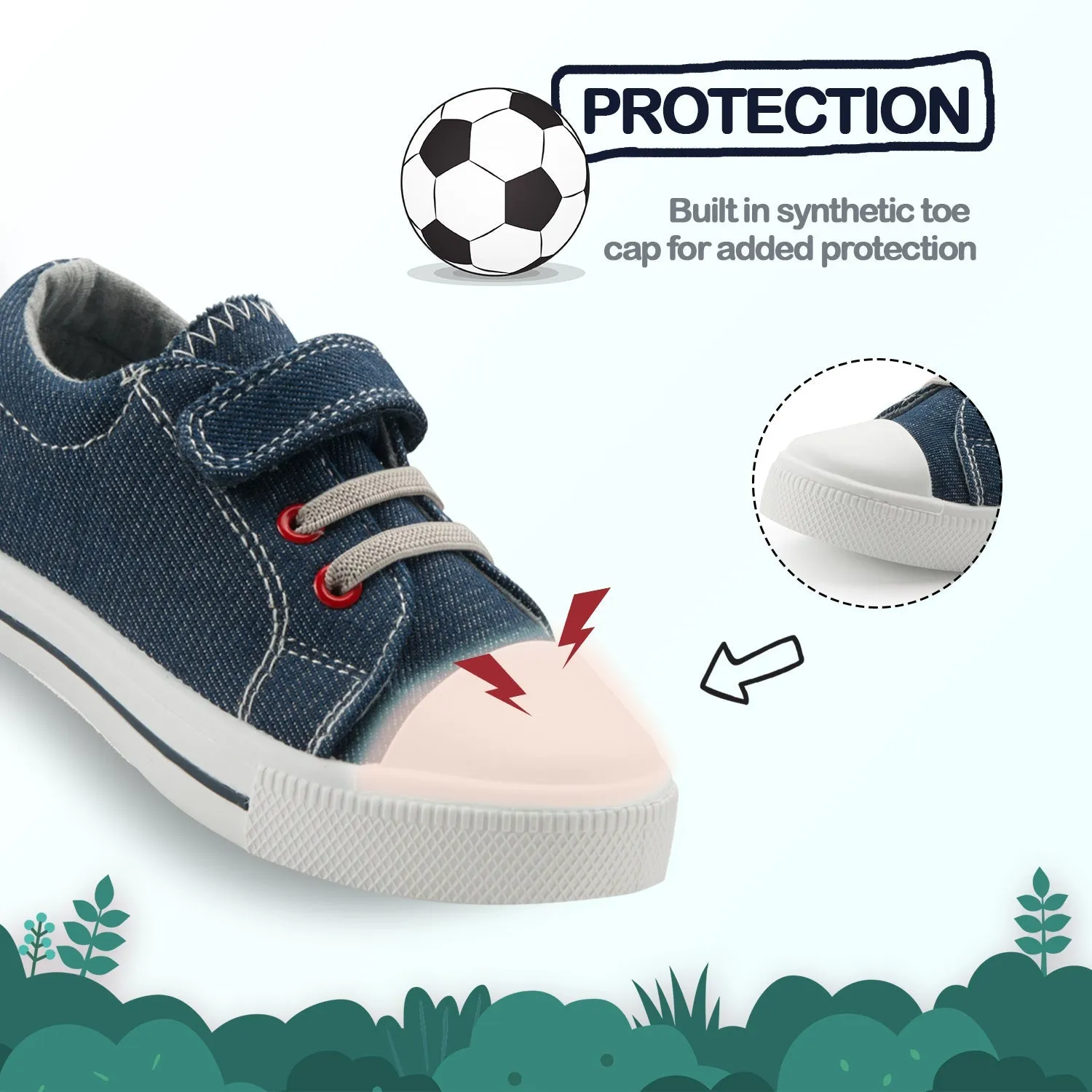 Denim Single Hook-and-Loop Canvas Sneakers