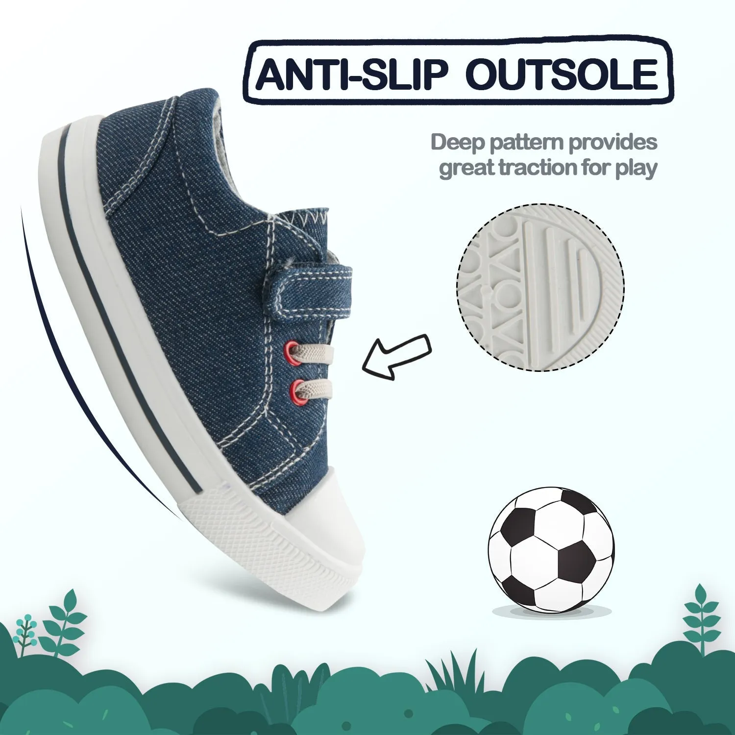 Denim Single Hook-and-Loop Canvas Sneakers