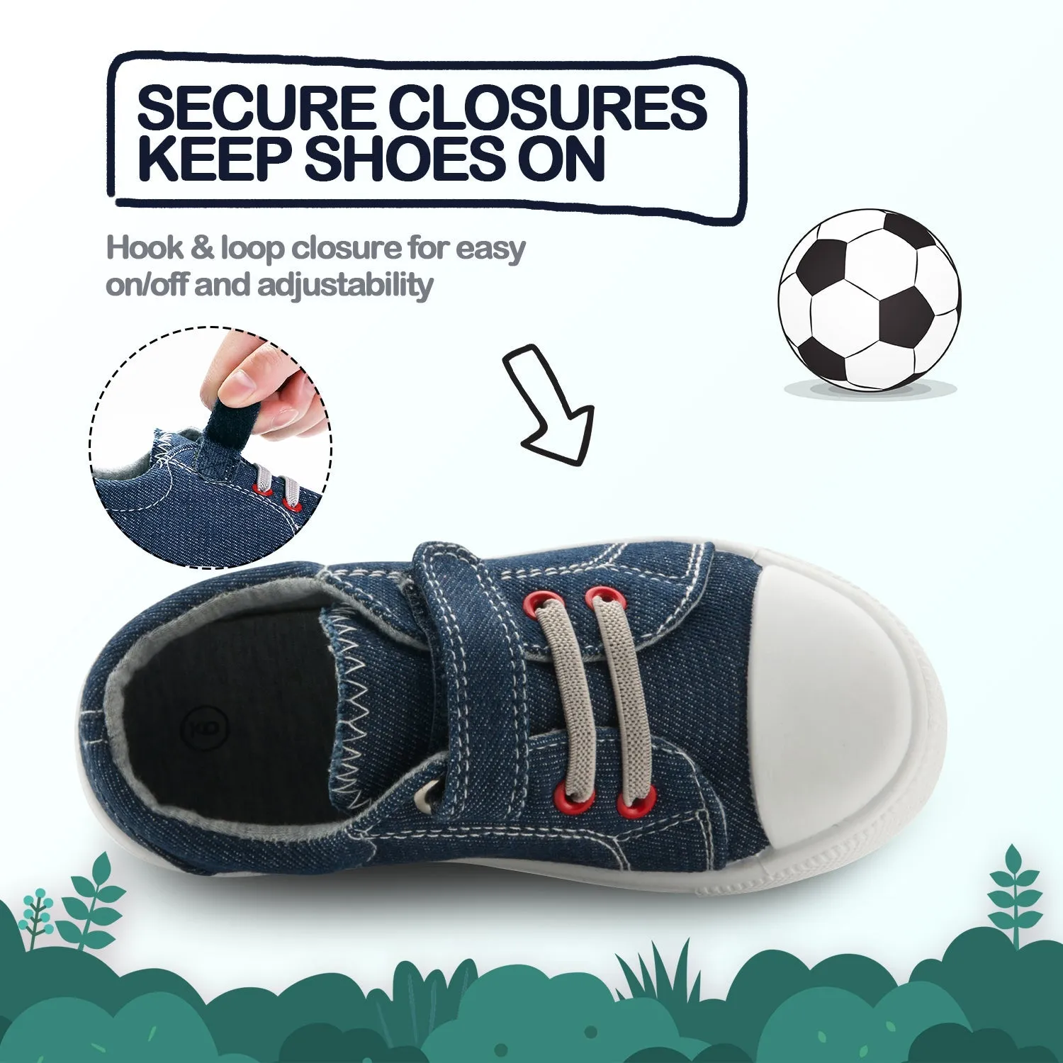 Denim Single Hook-and-Loop Canvas Sneakers