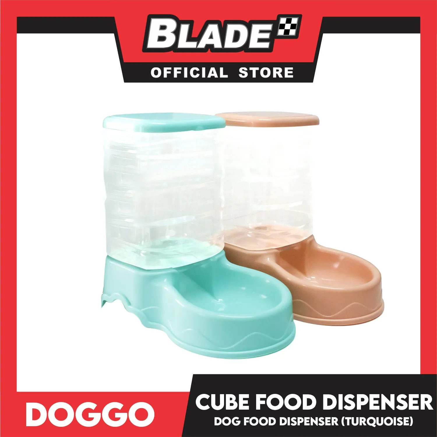 Doggo Cube Food Dispenser Station, Self Replenish Pet Feeder (Turquoise)