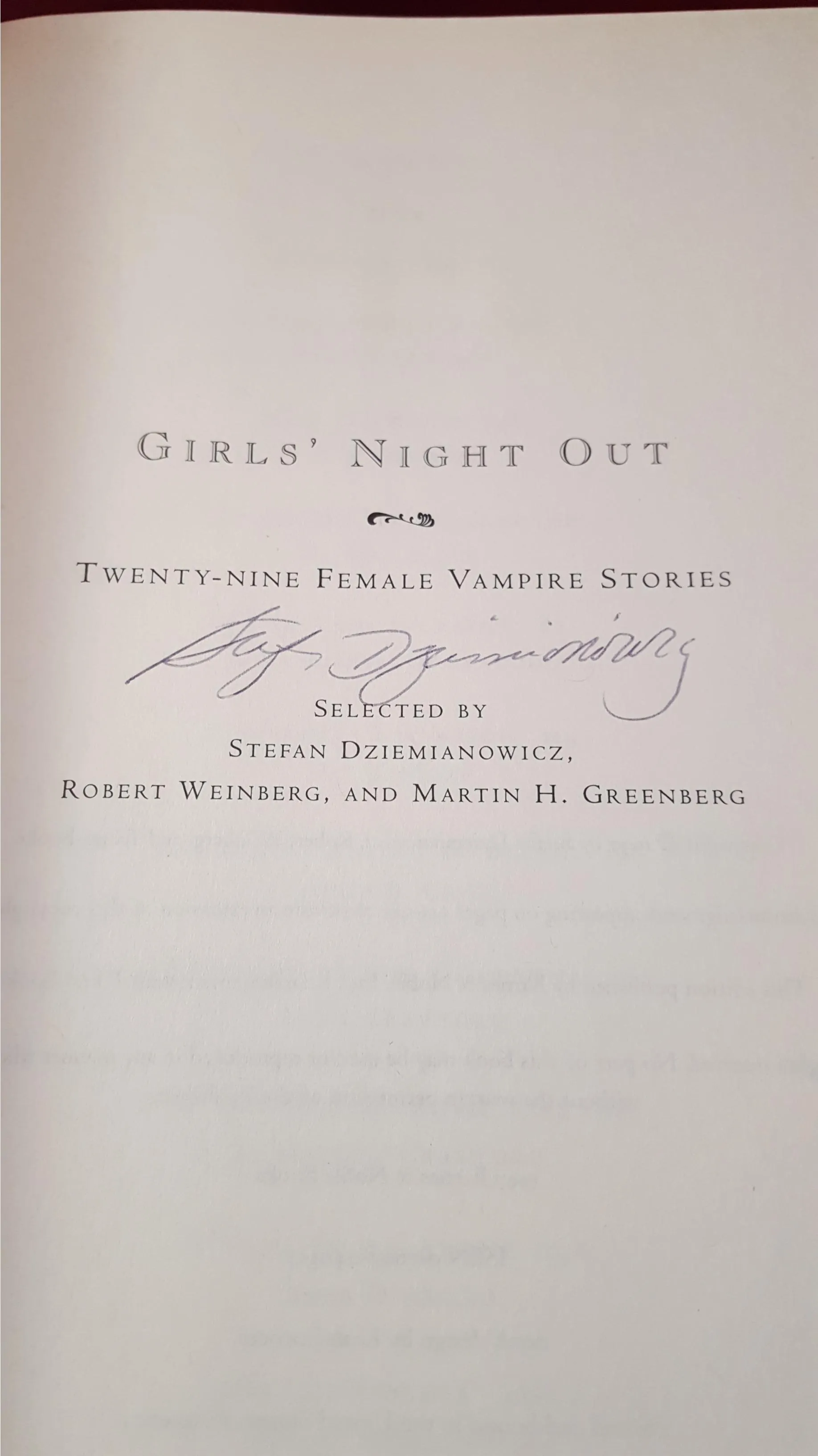 Dziemianowicz - Girls' Night Out, Barnes & Noble, 1997, First Edition, Signed, Inscribed