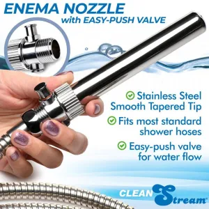 Enema Nozzle with Easy-Push Valve ~ Clean Stream