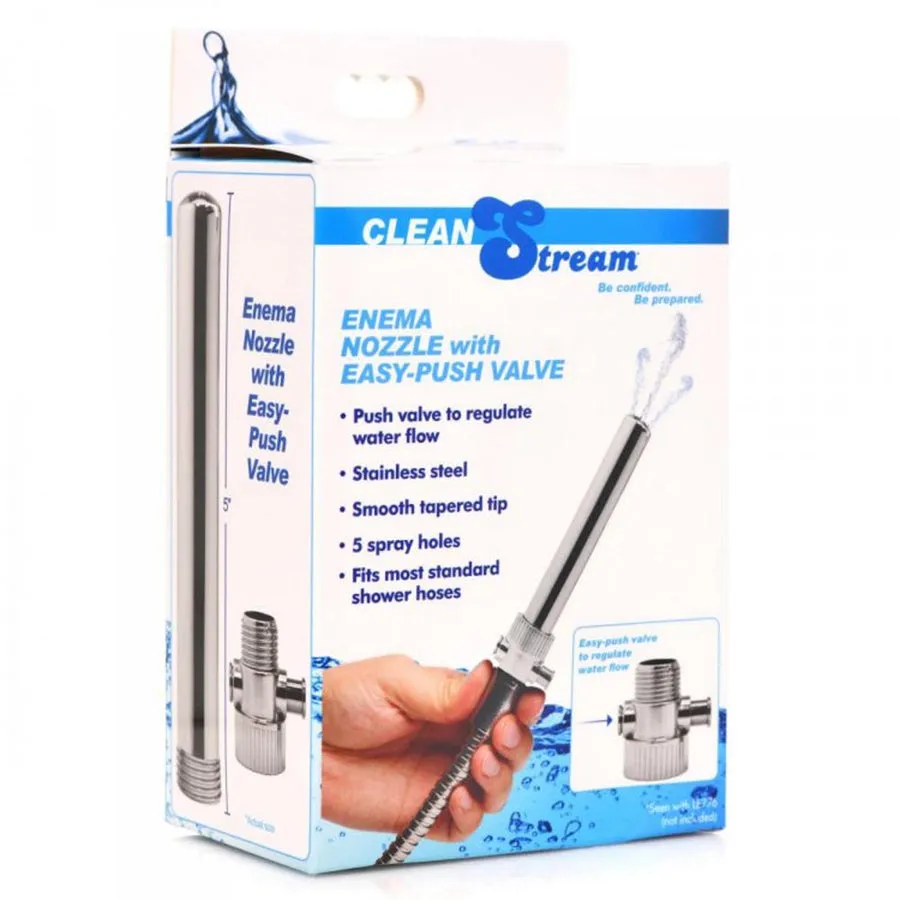 Enema Nozzle with Easy-Push Valve ~ Clean Stream