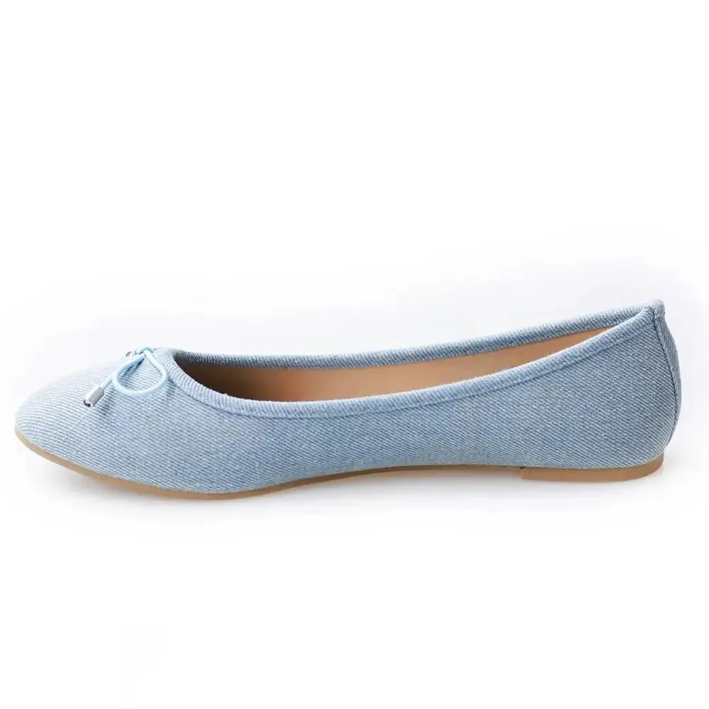 fashion basic fabric upper popular printing soft insole elastic bow flat ballrina comfortable shoes