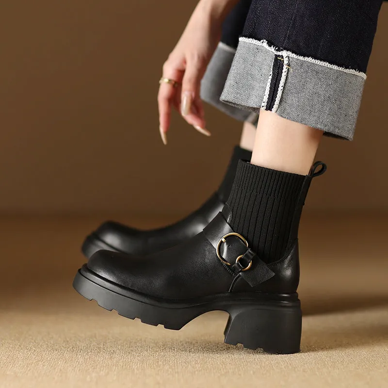 Fashion Genuine Leather Ankle Boots for Women