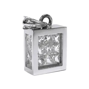 Floating Diamond Pavé Pendant - 14k White Gold, Princess Cut