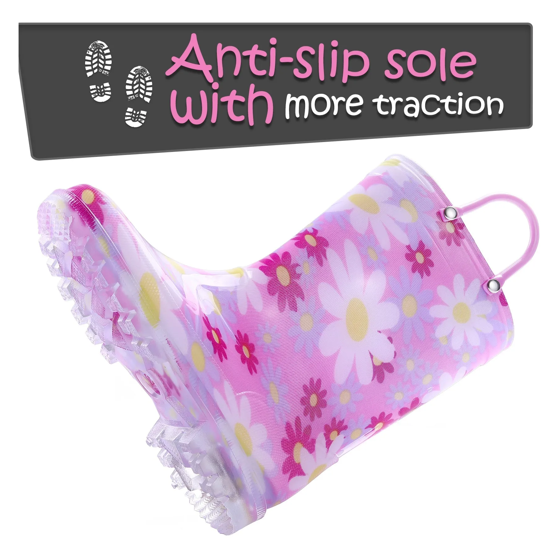 Flower Pattern Kids  Rain Boots