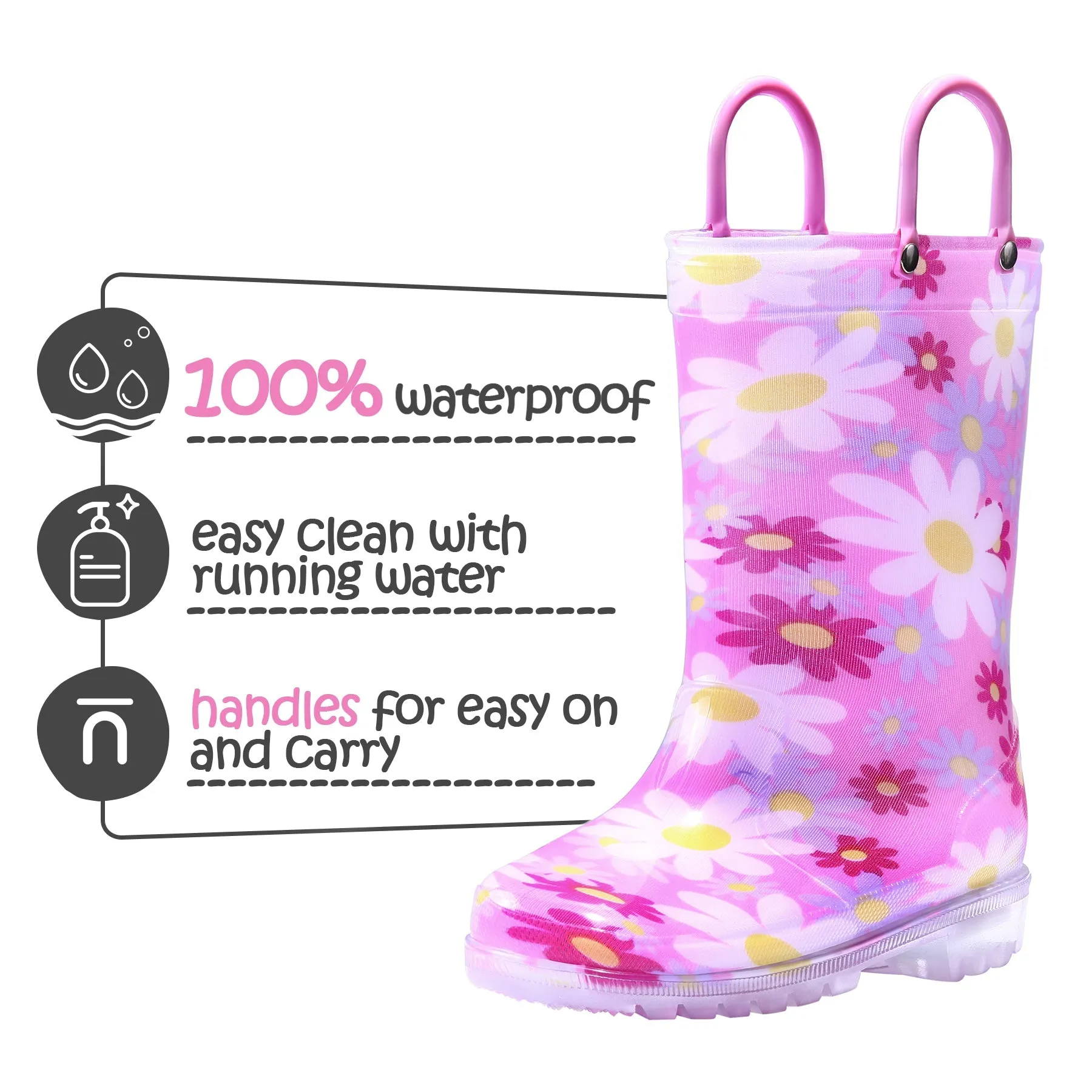 Flower Pattern Kids  Rain Boots