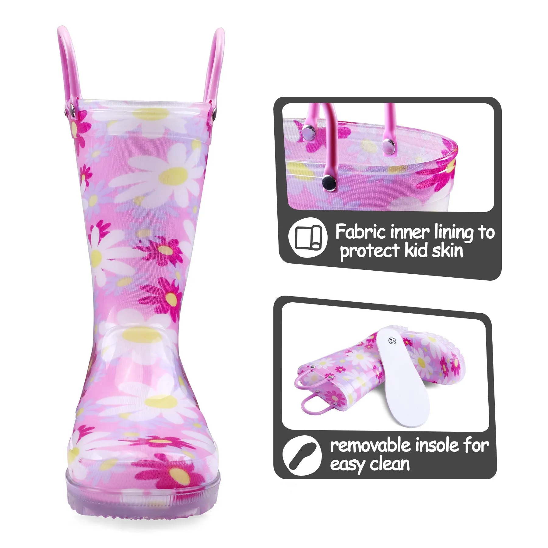 Flower Pattern Kids  Rain Boots
