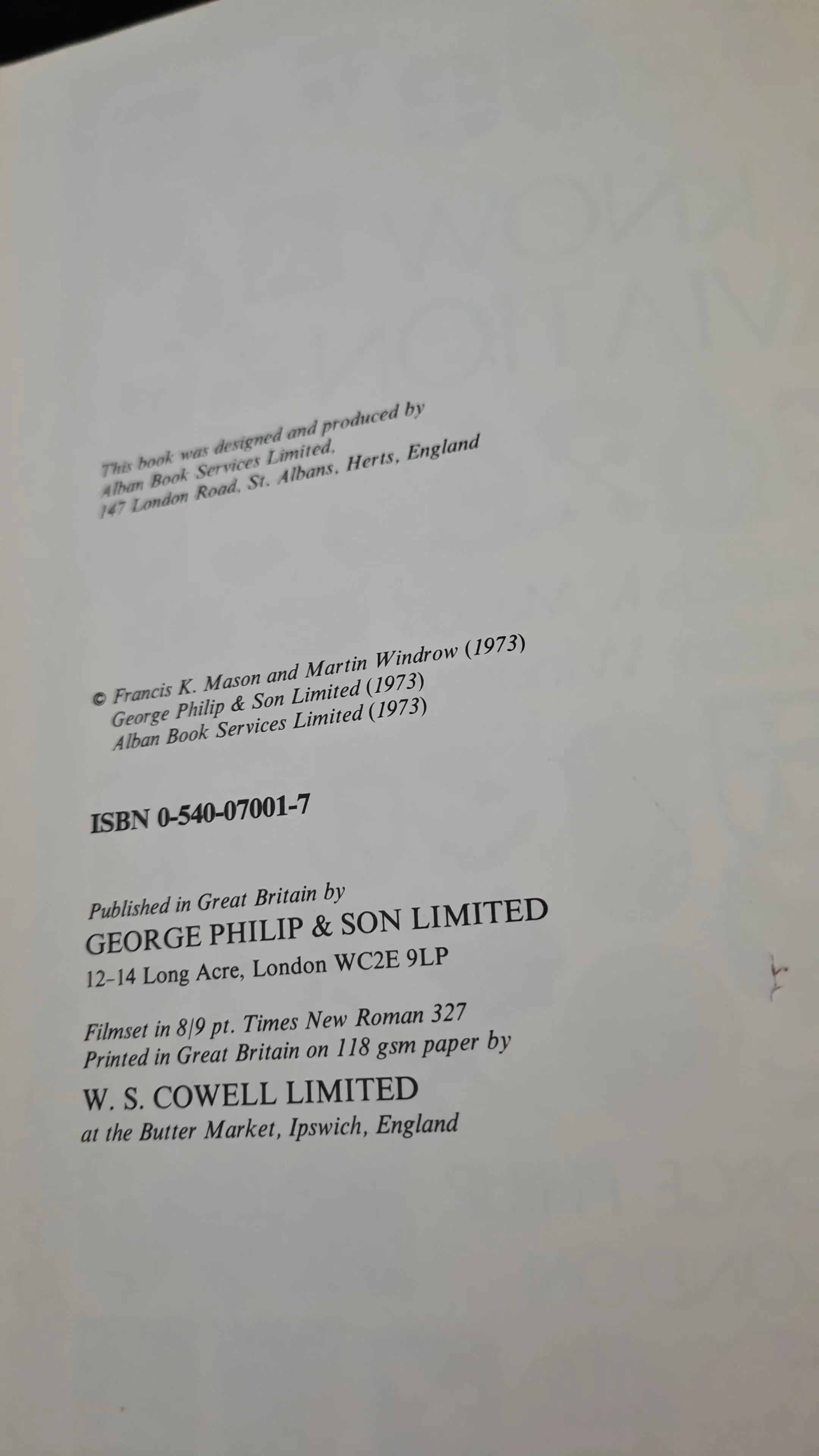 Francis K Mason & Martin Windrow -Know Aviation, George Philip, 1973