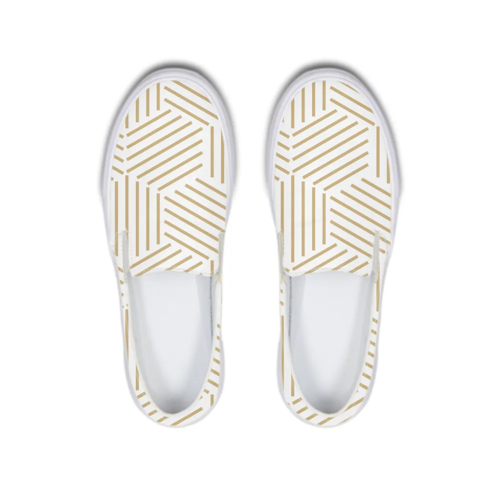Gold HoneyComb Slip-On Canvas Shoe