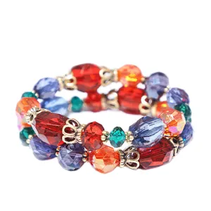 GOLD MULTI  COLOR MIXED BEADS STRETCH BRACELET SET OF 2PCS  #SB30624_GLD-MLT (FA20/R-BH2)