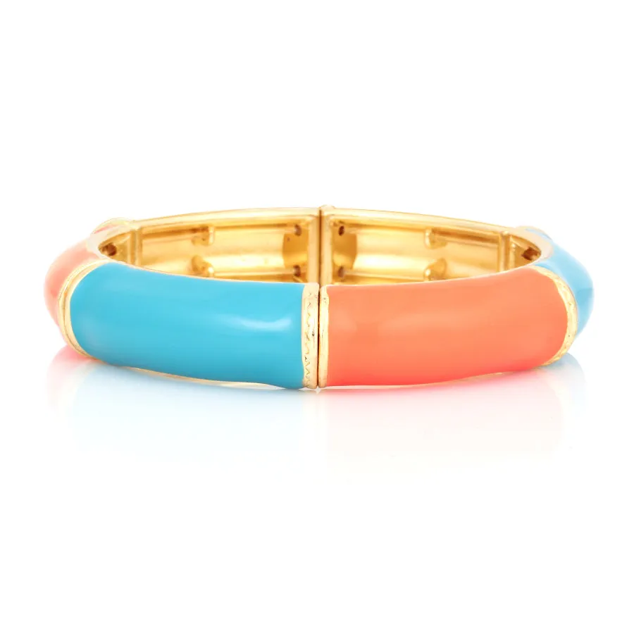GOLD MULTI COLOR TURQUOISE AND CORAL STRETCH BRACELET  #SA-GLB2611 (AJ5/SHOWROOM)