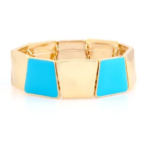 GOLD TURQUOISE TRIBAL STRETCH BRACELET  #SB39584 (PE5)