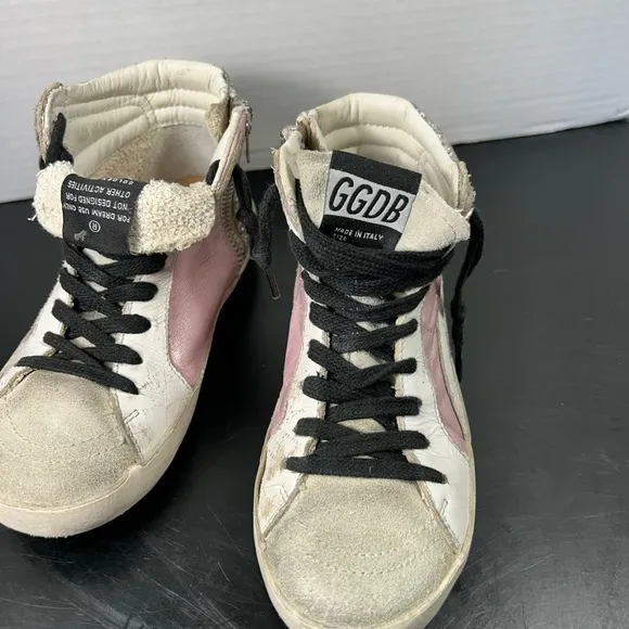 Golden Goose Pink and Black High-Top Sneakers