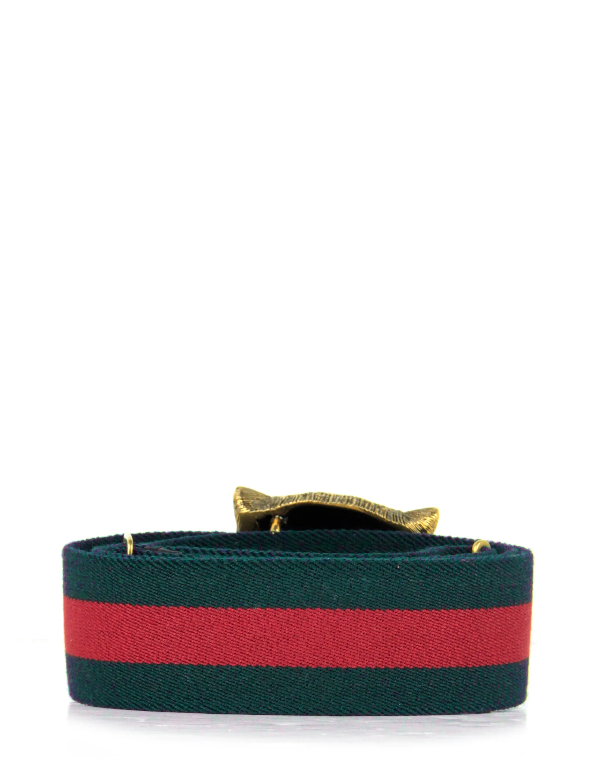 Gucci NWT Green/Red Web Tiger Head Buckle Belt sz 85/ 34"