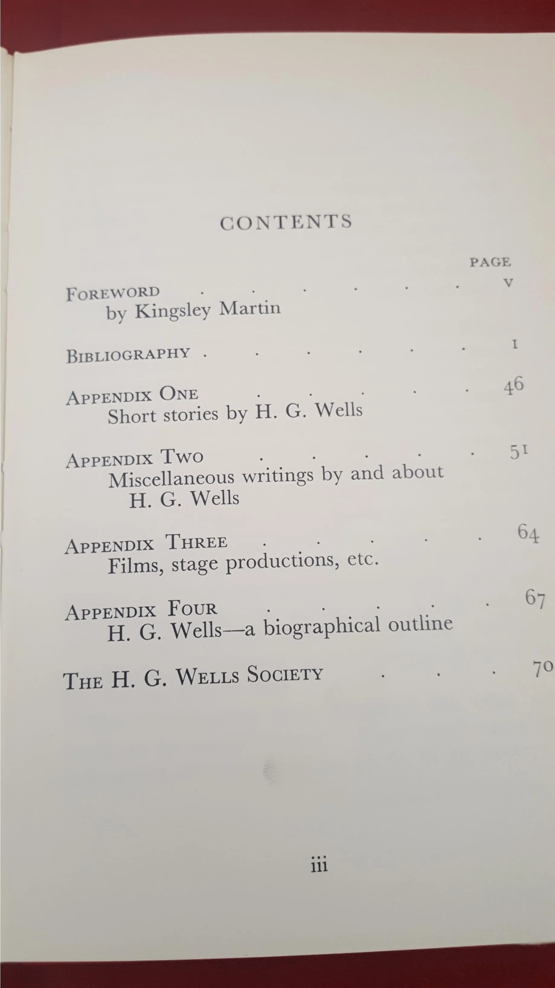 H G Wells - A Comprehensive Bibliography, H G Wells Society, 1968