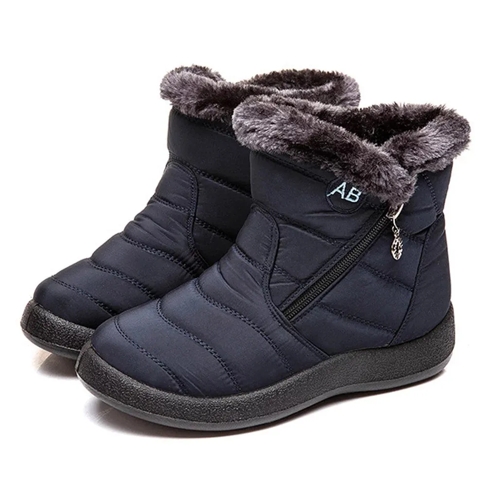 HARENCE Snow Boots for Women Winter Boot with Comfortable Warm Fur Lined Ankle Booties Outdoor Slip On Waterproof Short Boots