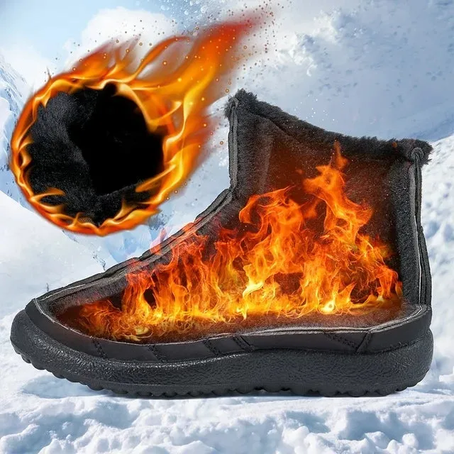 HARENCE Snow Boots for Women Winter Boot with Comfortable Warm Fur Lined Ankle Booties Outdoor Slip On Waterproof Short Boots