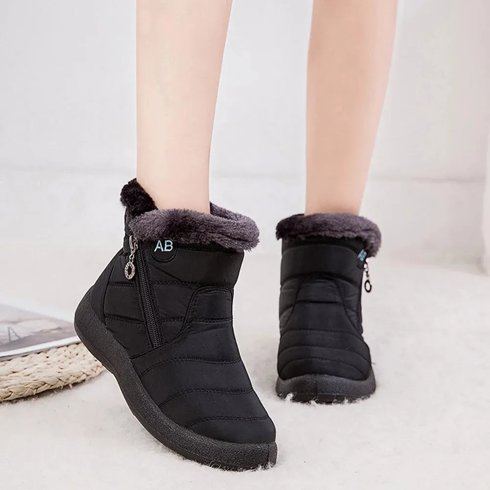 HARENCE Snow Boots for Women Winter Boot with Comfortable Warm Fur Lined Ankle Booties Outdoor Slip On Waterproof Short Boots