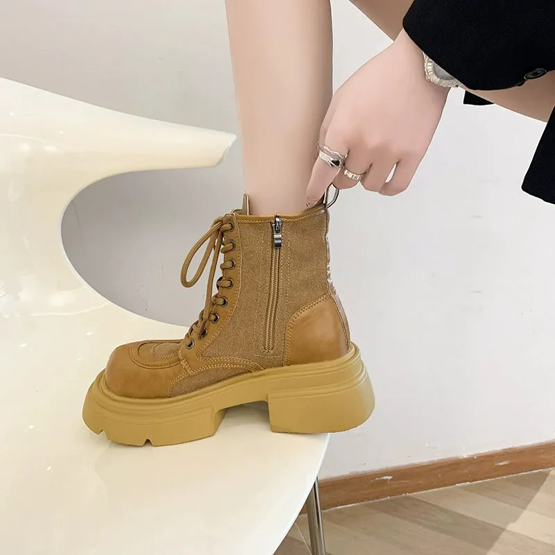 Internet Celebrity Autumn 2023 Big Head Platform Martin Boots