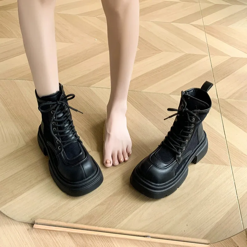 Internet Celebrity Autumn 2023 Big Head Platform Martin Boots