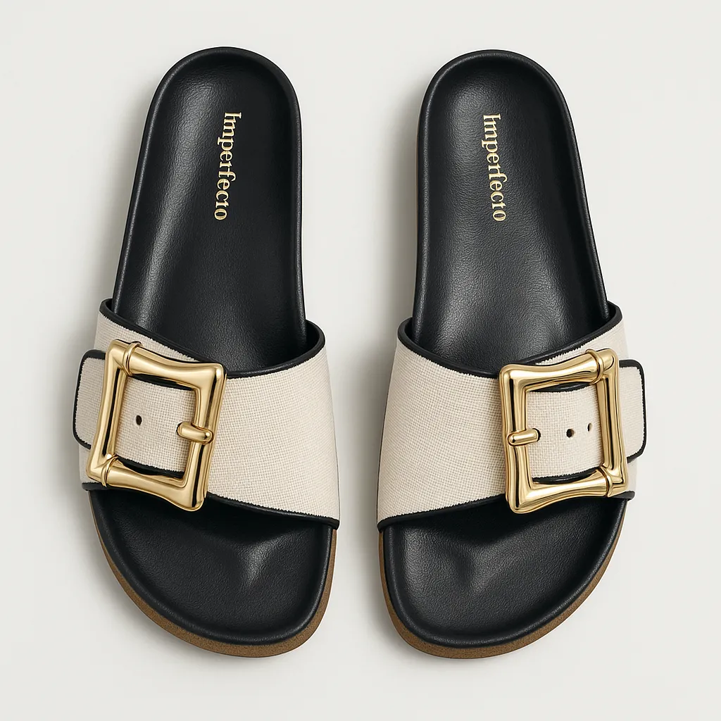 Jeniffer Canvas Buckle Sliders