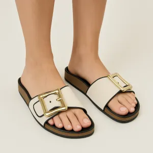 Jeniffer Canvas Buckle Sliders