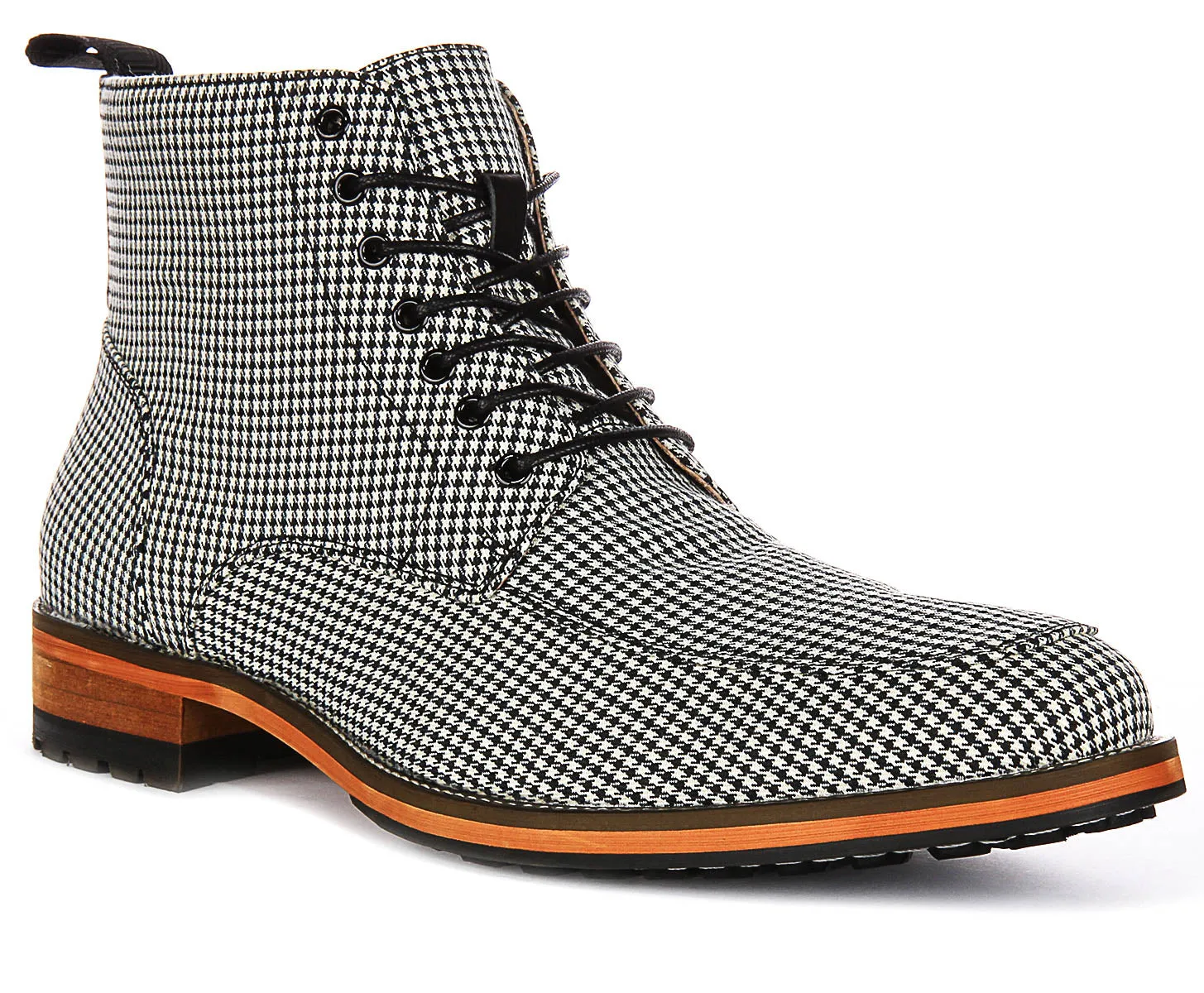 Justinreess England Cavan In Black White Houndstooth Print