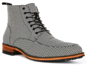 Justinreess England Cavan In Black White Houndstooth Print