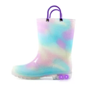 K KomForme Kids Glitter Light up Rain Boot Size 5-3 (Toddler Girl & Little Girl)