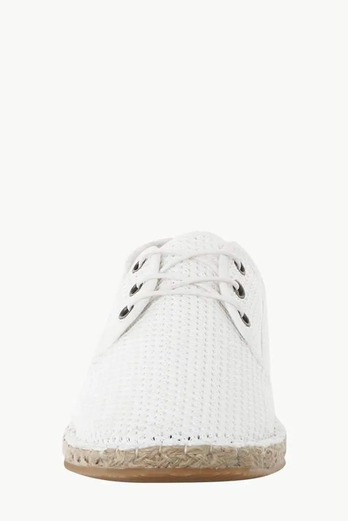 Lace Up White Mesh Espadrilles
