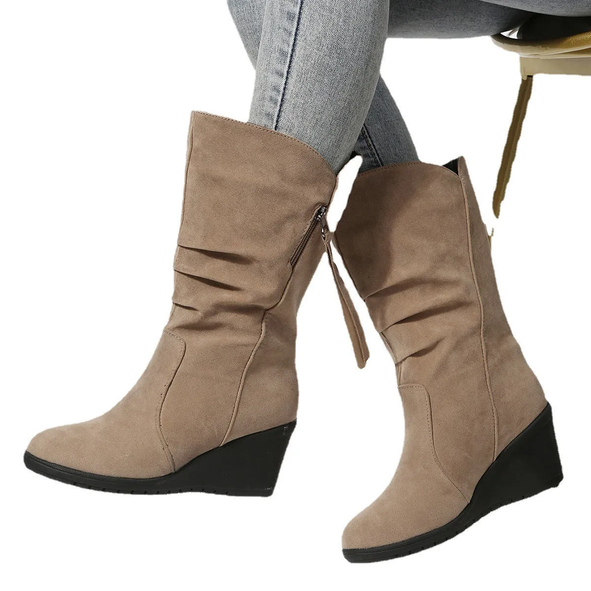 Large Size Low Heel Round Toe Women's Martin Boots