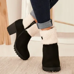 Libiyi High heel round toe fleece warm Martin boots