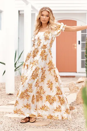 Magnolia Print Claudette Maxi Dress