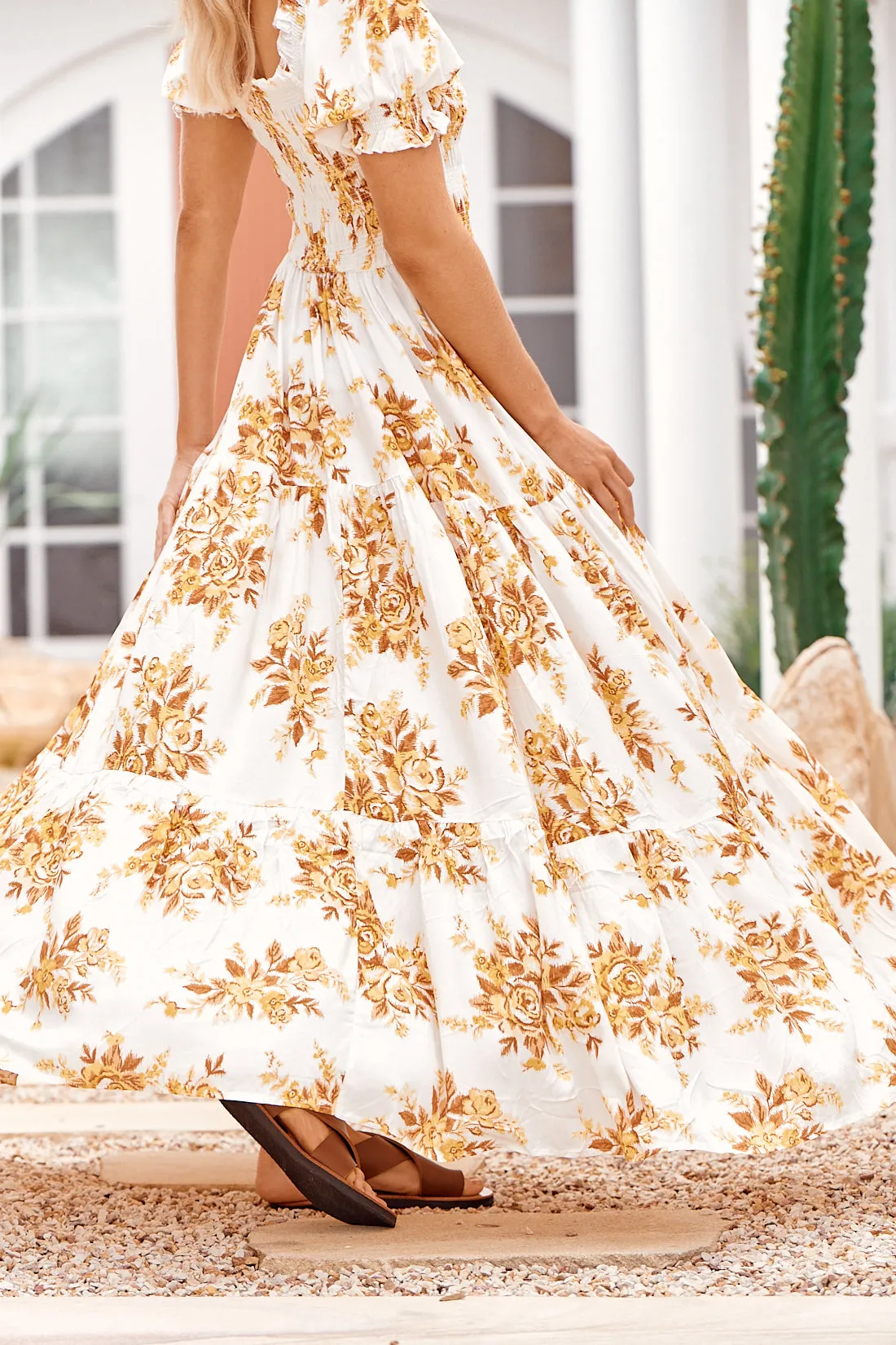 Magnolia Print Claudette Maxi Dress