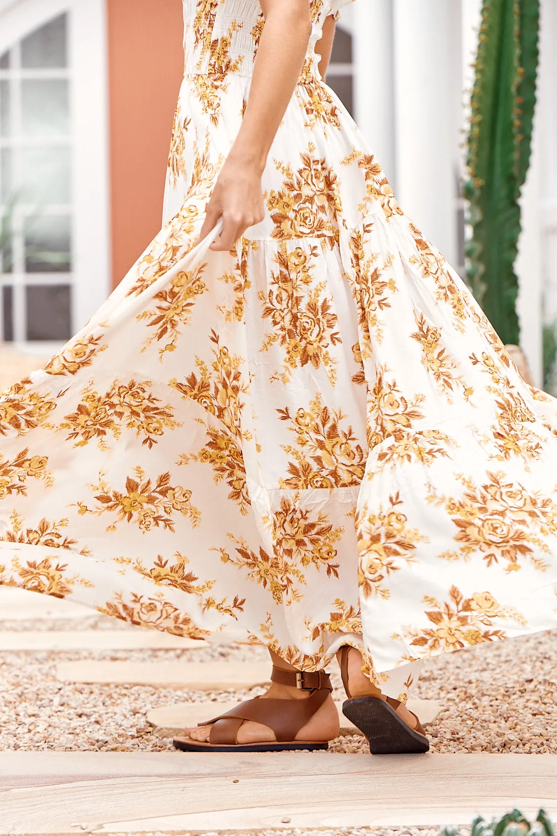 Magnolia Print Claudette Maxi Dress