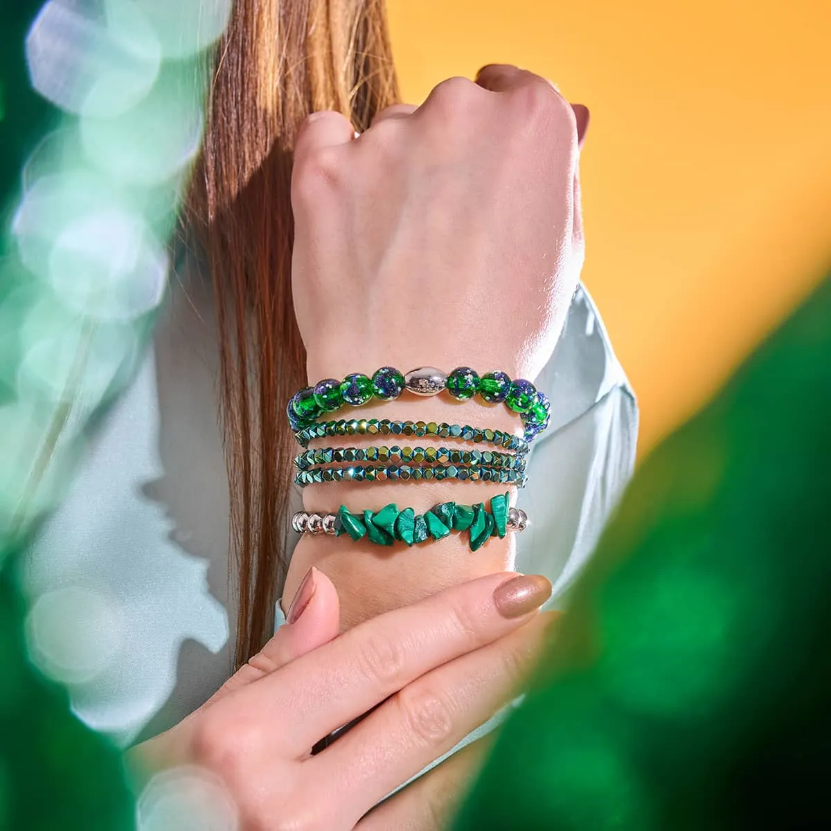 Malachite | Silver | Uncut Gemstone Bracelet
