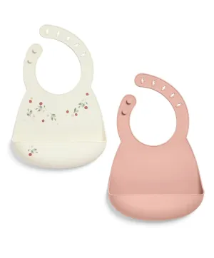 Mamas & Papas Silicone Bibs (2 Pack) – Floral Berry