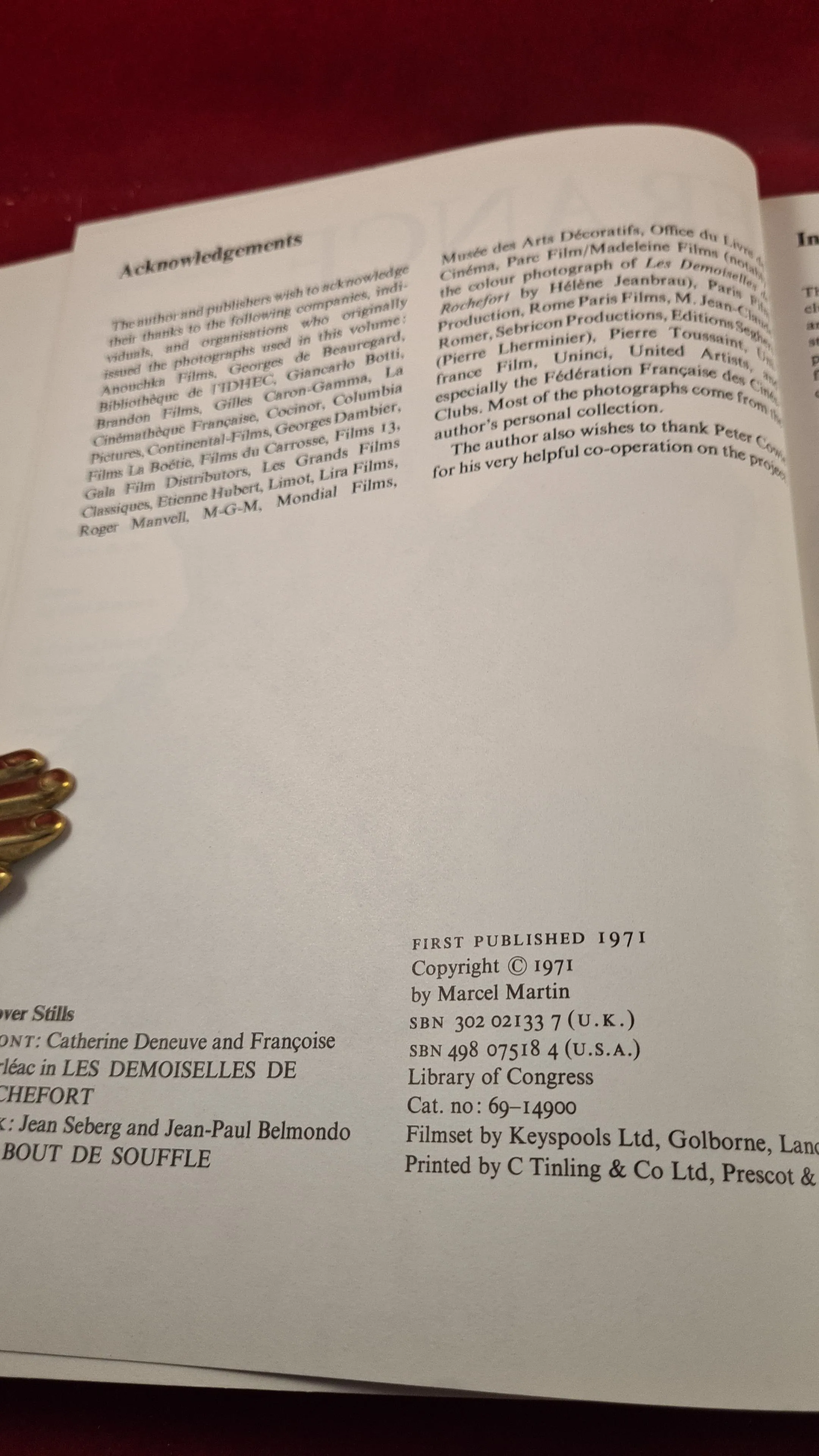 Marcel Martin - France, Zwemmer/Barnes, 1971, Paperbacks