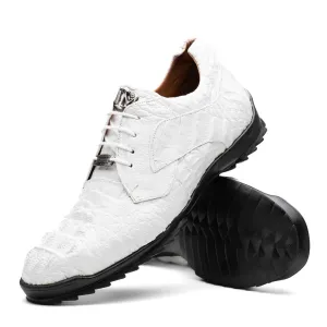 Marco Di Milano Kratos White Caiman Crocodile Sneakers