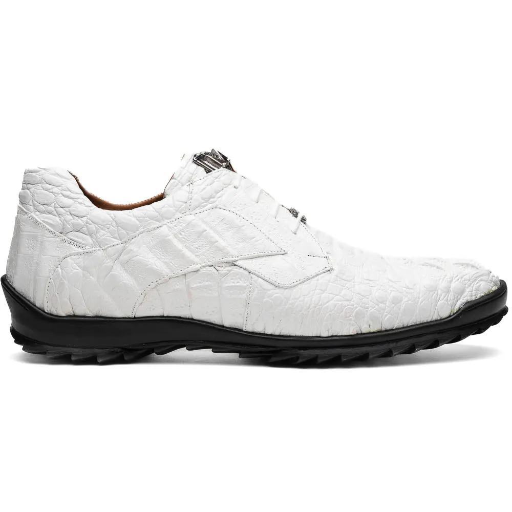 Marco Di Milano Kratos White Caiman Crocodile Sneakers