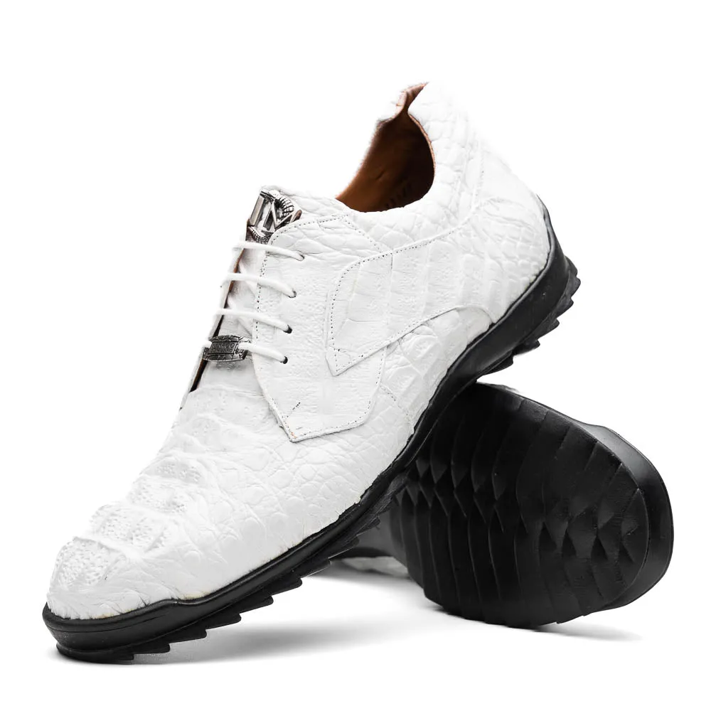 Marco Di Milano Kratos White Caiman Crocodile Sneakers